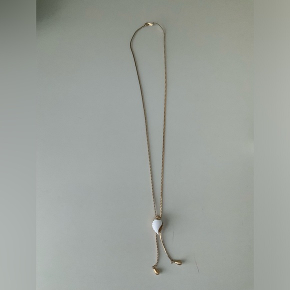 Vintage 1980’S AVON Lariat 26” Adjustable long Shell Gold Necklace BRAND NEW - Picture 3 of 11